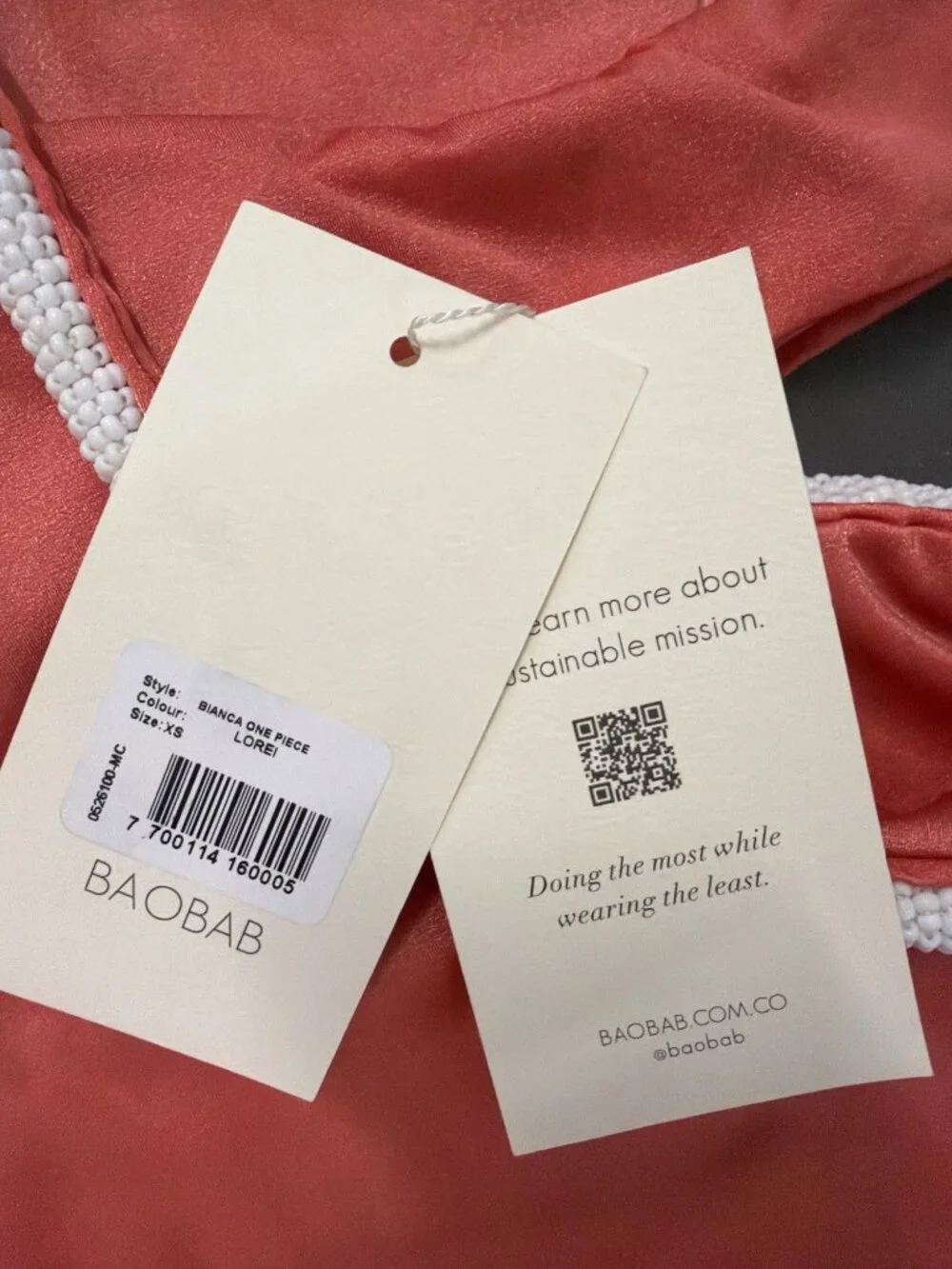 Baobab Bianca Embellished One Piece Bathing Suit Lorei Orange Womens Size XS